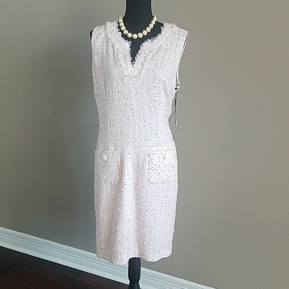 NWT Karl Lagerfeld Tweed Pink Boucle Dress